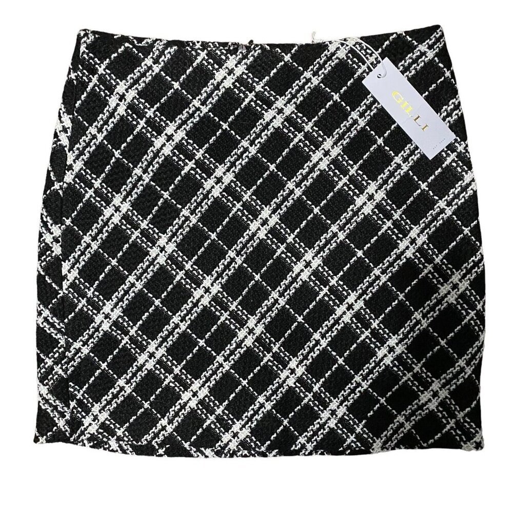 Gilli Black & White Tweed Mini Skirt Size Medium